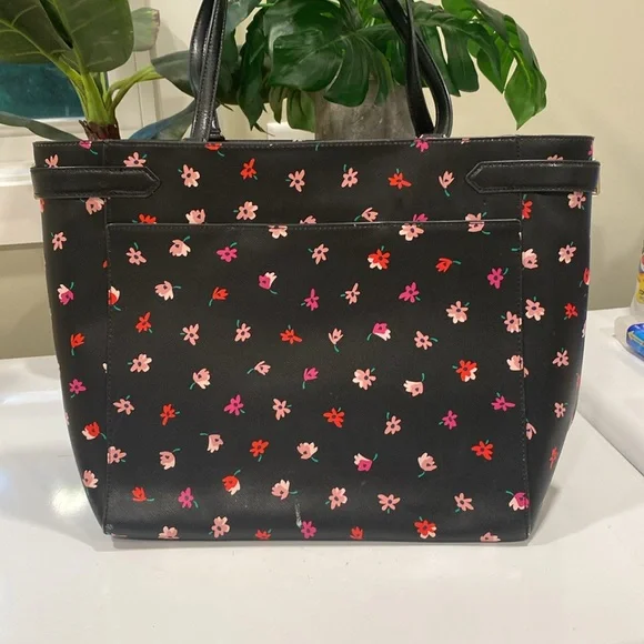Kate Spade New York Staci Ditsy Buds Saffiano Leather Laptop Tote Floral / Black - Picture 3 of 13